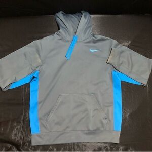 Nike Gray and Blue Lightweight Hoodie